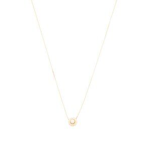 MIA FIORE Italy 14kt Gold Pearl Diamond Cut Circle Pendant Necklace